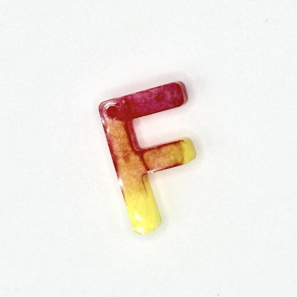 Resin Keyring Letter "F" [YELLOW, ORANGE, RED]