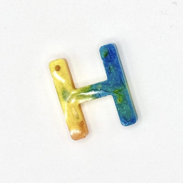Resin Keyring Letter "H'' [blue and orange]
